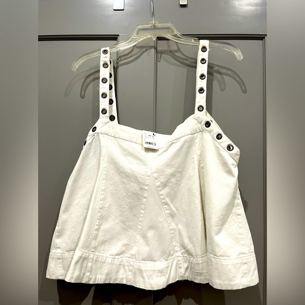 Free People Ivory Tank Top with Button Accents